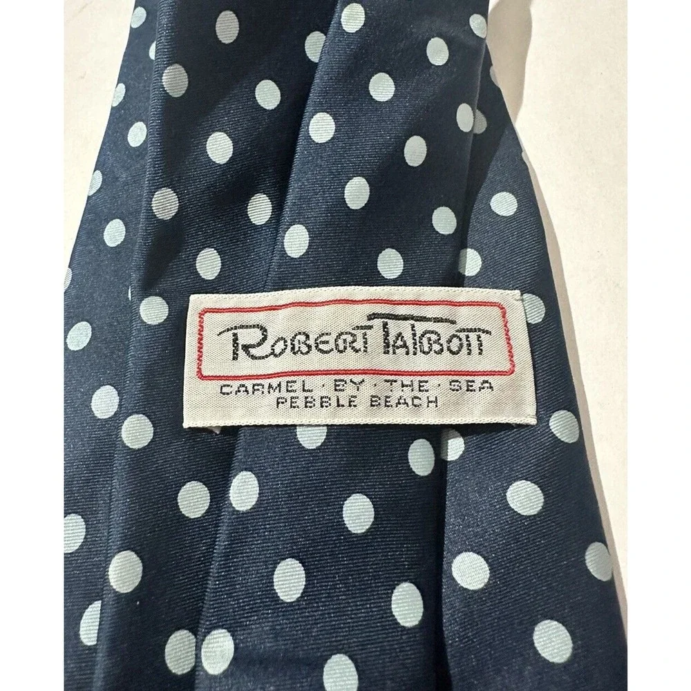 Robert‎ Talbott Tie Pebble Beach Navy Dotted Blue Silk Tie US